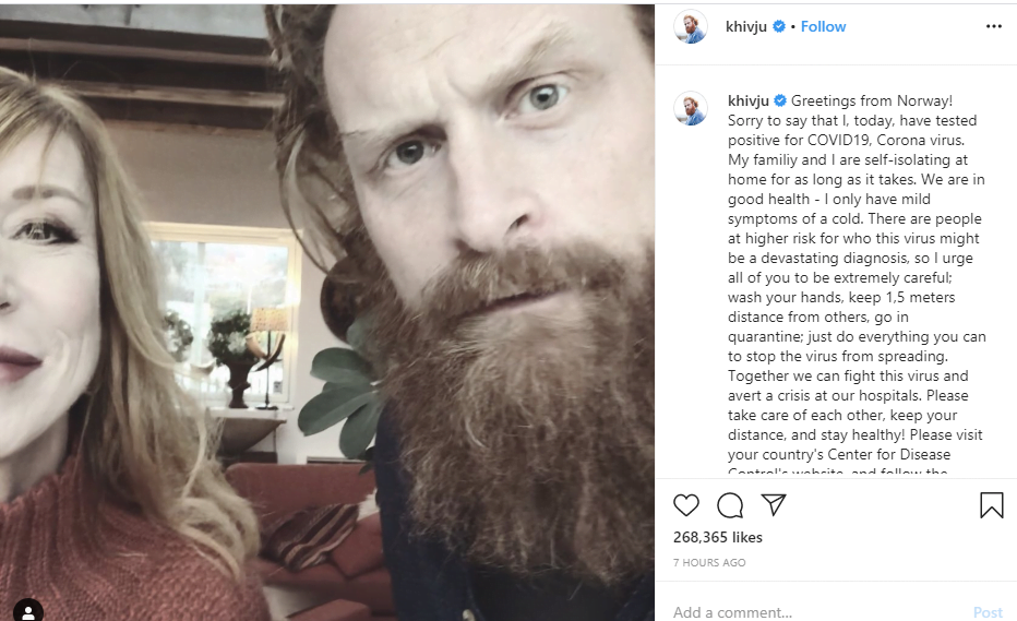 Game of Thrones actor, Kristofer Hivju tests positive for coronavirus