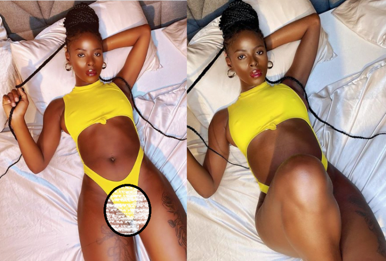 BBNaija’s Khloe Flaunts Her Sexy Body In One-Piece Swimming Suit (Photos)