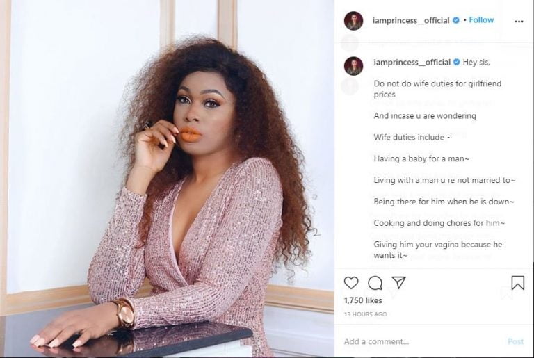 Don’t Do Wife Duties If You’re His Girlfriend – BBNaija’s Princess Tells Ladies