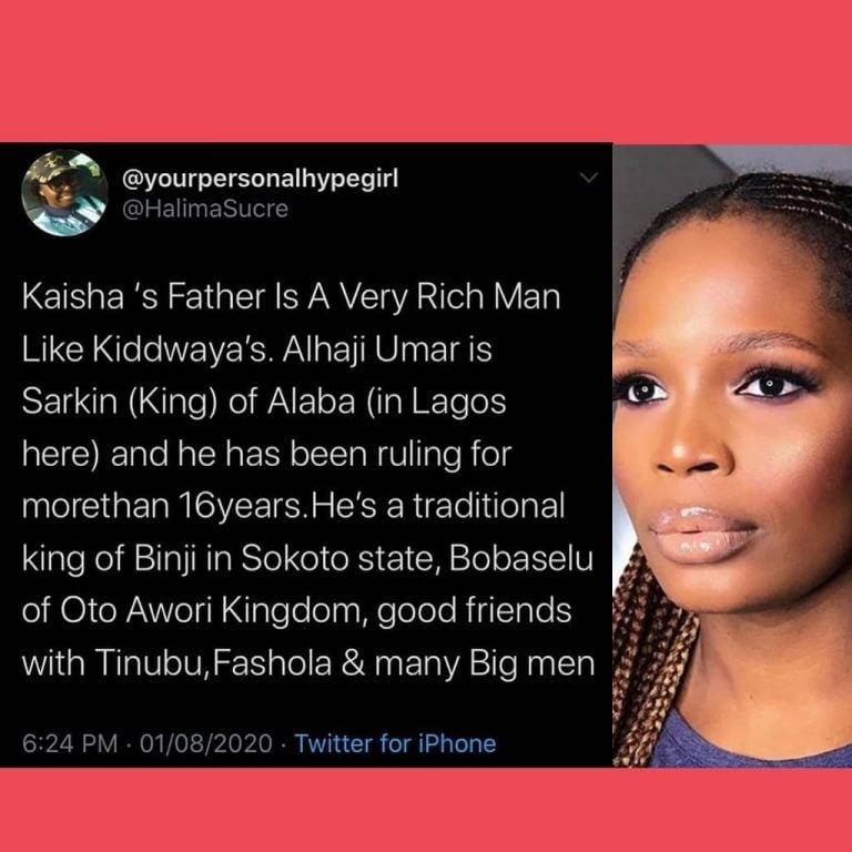 BBNaija Lockdown:- Kaisha’s Father Is A Very Rich Man And Also Traditional King In Sokoto State