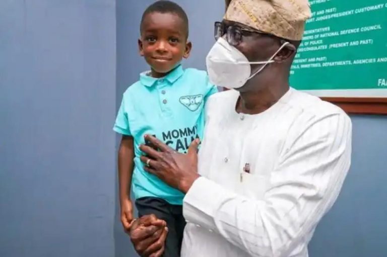 Lagos State Governor, Sanwo-Olu Meets The Boy In The Mummy Calm Down Video (SEE Photos)