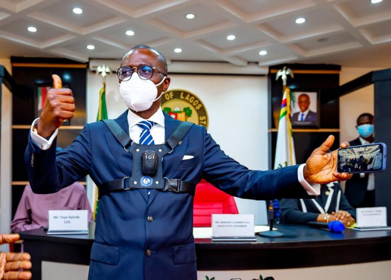 Governor Sanwo-Olu Shows Off Body Cameras to be Worn By Security Personnel (Photos)