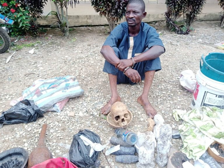 Photo Of Herbalist Who Was Nabbed Along Ile-Ife/Ibadan Road With A Dry Human Skull