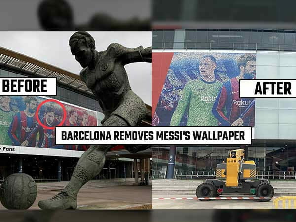 Lionel Messi’s Image Removed From Mural At Barcelona Stadium As He Prepares To Join PSG (Photos)